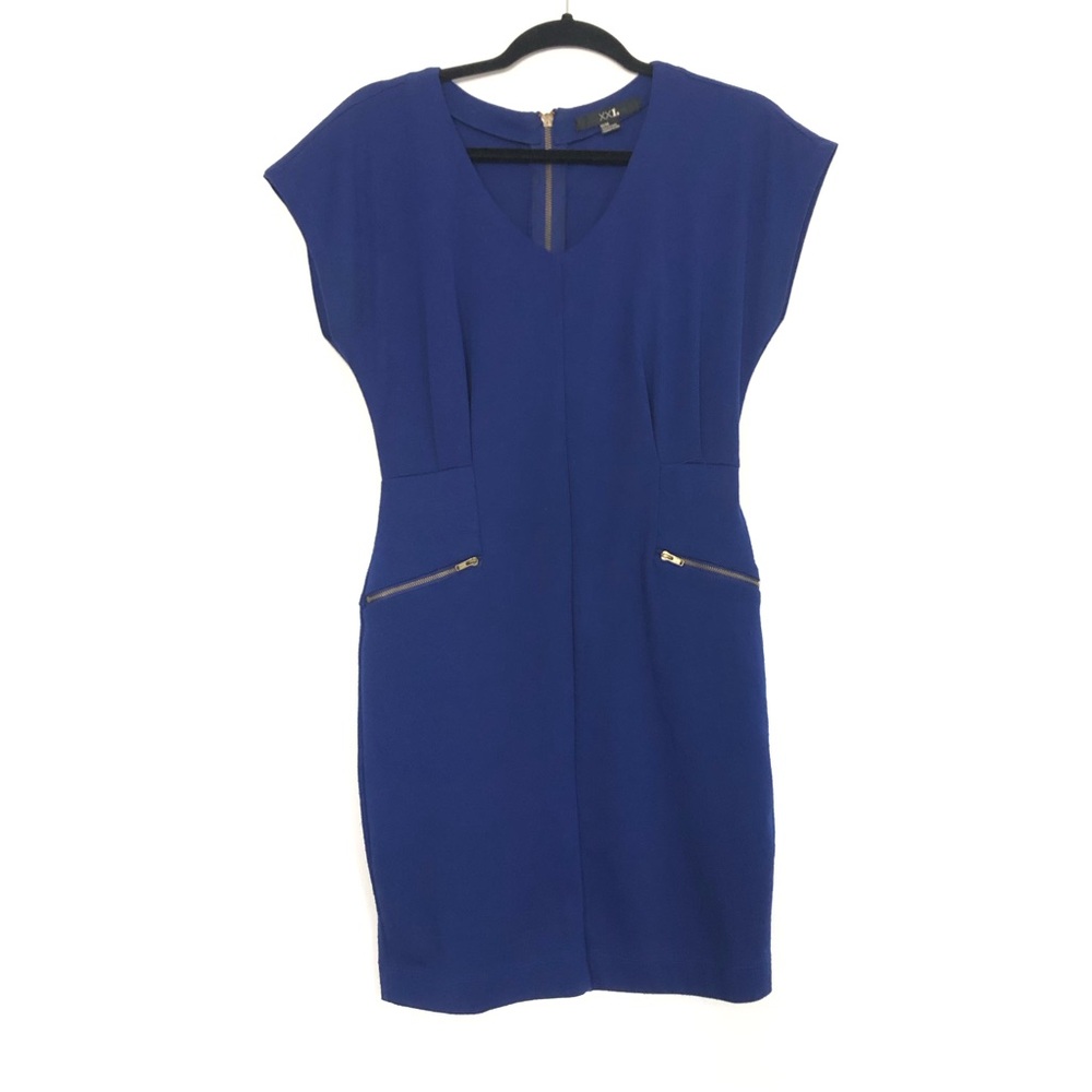 Comfy Royal Blue Mini Dress with Zipper Details